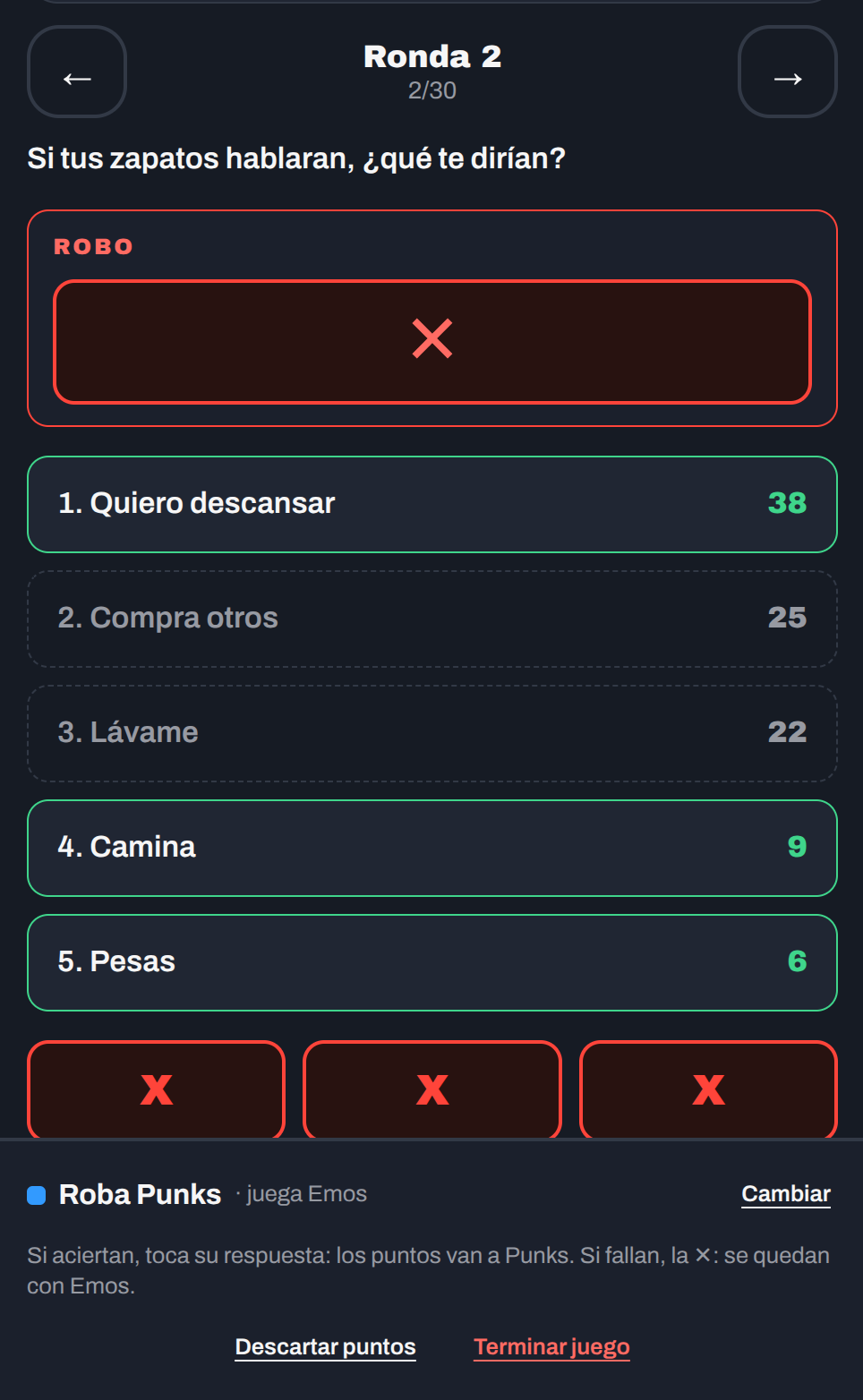 Control en estado de ROBO