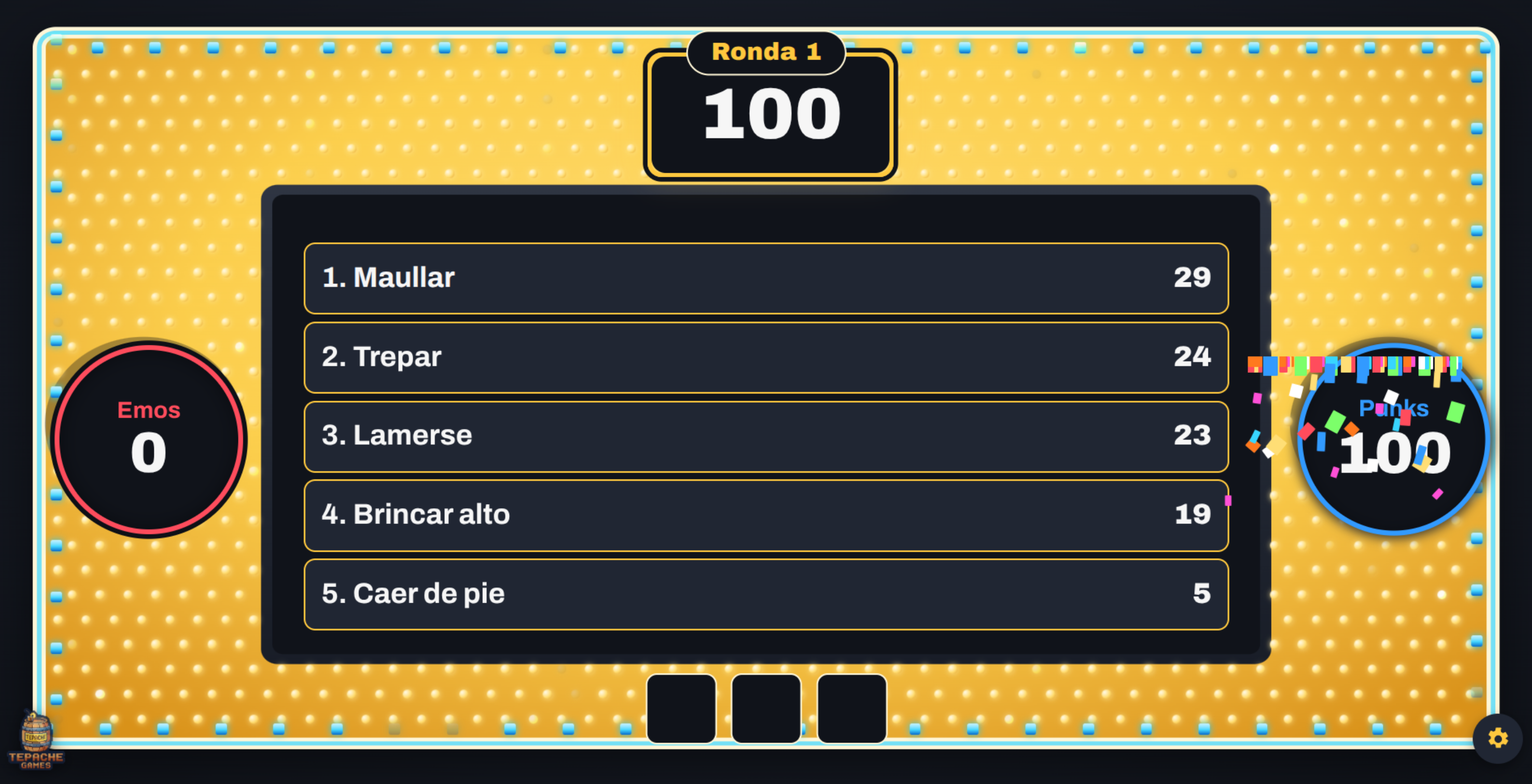 Confetti cuando ganan la ronda